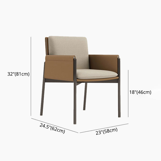 Modern Style Arm Chair Sponge Cushion Dining Chair of 22" Wide with Stainless Steel Legs Clearhalo ' kitchen&dining_furn' 'Dining Chairs' 'Dining Tables & Seating' 'dining_chair' 'furn' 'furn_dining_chair' 'Furniture' 'furniture_dining_chair' 'Kitchen & Dining Furniture' 'kitchen' 3835689