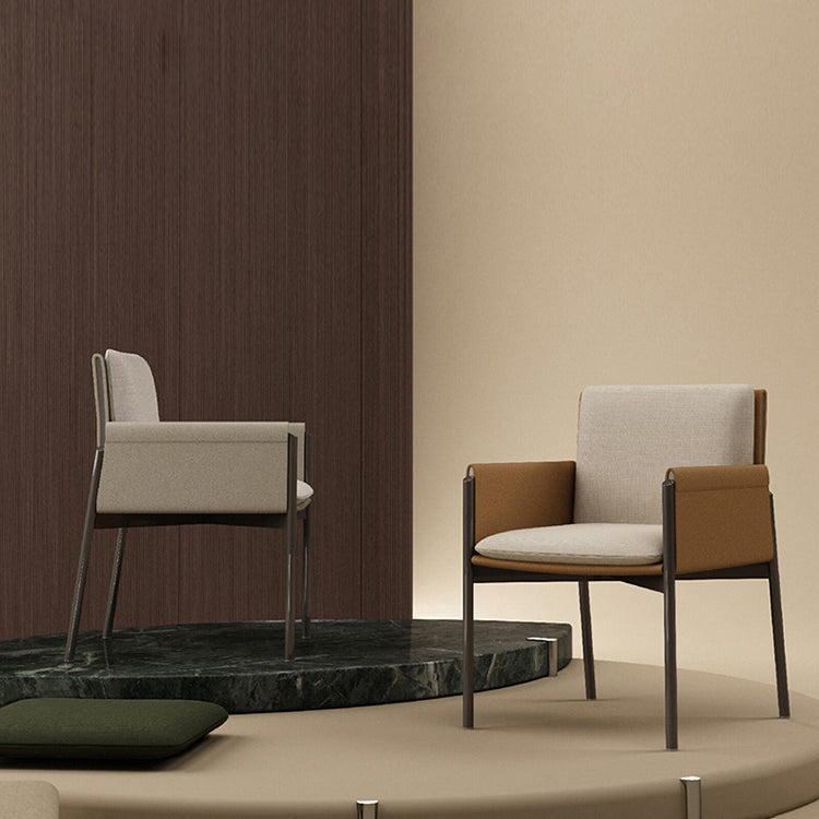 Modern Style Arm Chair Sponge Cushion Dining Chair of 22" Wide with Stainless Steel Legs Clearhalo ' kitchen&dining_furn' 'Dining Chairs' 'Dining Tables & Seating' 'dining_chair' 'furn' 'furn_dining_chair' 'Furniture' 'furniture_dining_chair' 'Kitchen & Dining Furniture' 'kitchen' 3835691