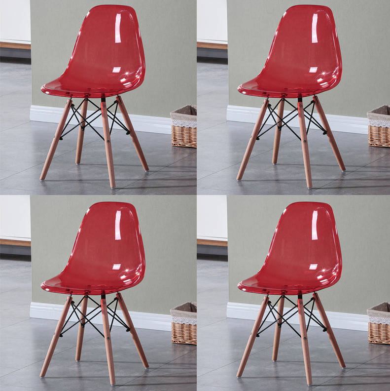 Glam Style Acrylic Side Chair Transparent Armless Dining Chairs for Home Red Set of 4 Clearhalo ' kitchen&dining_furn' 'Dining Chairs' 'Dining Tables & Seating' 'dining_chair' 'Furniture' 'furniture_dining_chair' 'Kitchen & Dining Furniture' 'kitchen' 3835693