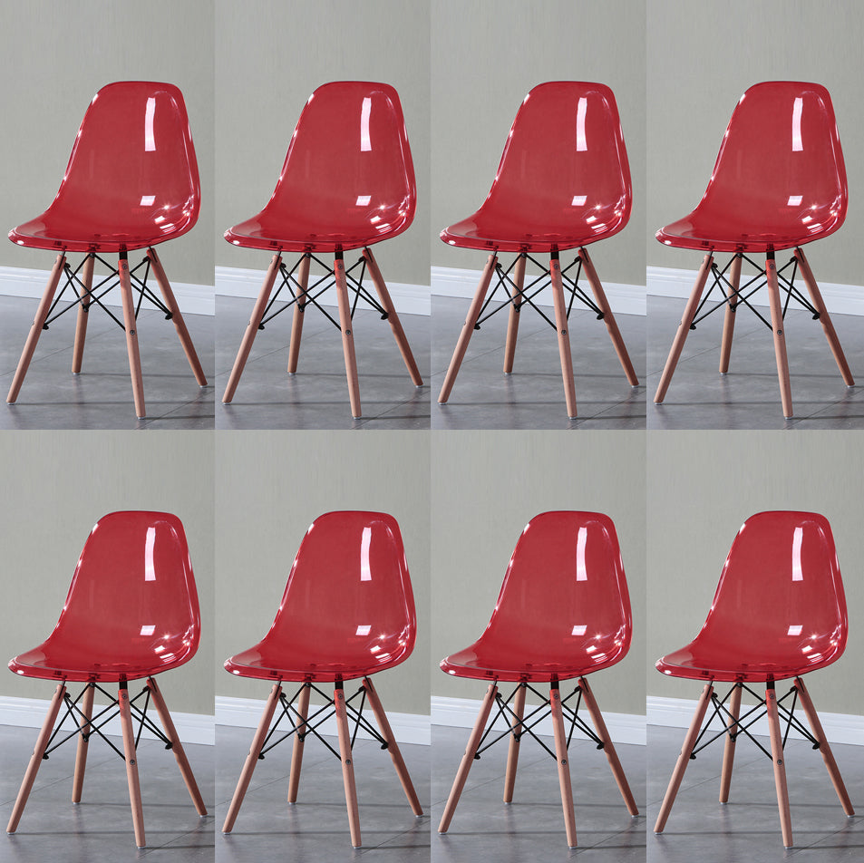 Glam Style Acrylic Side Chair Transparent Armless Dining Chairs for Home Red Set of 8 Clearhalo ' kitchen&dining_furn' 'Dining Chairs' 'Dining Tables & Seating' 'dining_chair' 'Furniture' 'furniture_dining_chair' 'Kitchen & Dining Furniture' 'kitchen' 3835695