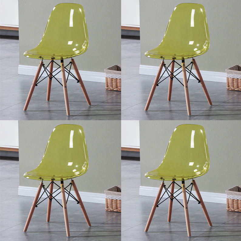 Glam Style Acrylic Side Chair Transparent Armless Dining Chairs for Home Yellow Set of 4 Clearhalo ' kitchen&dining_furn' 'Dining Chairs' 'Dining Tables & Seating' 'dining_chair' 'Furniture' 'furniture_dining_chair' 'Kitchen & Dining Furniture' 'kitchen' 3835697