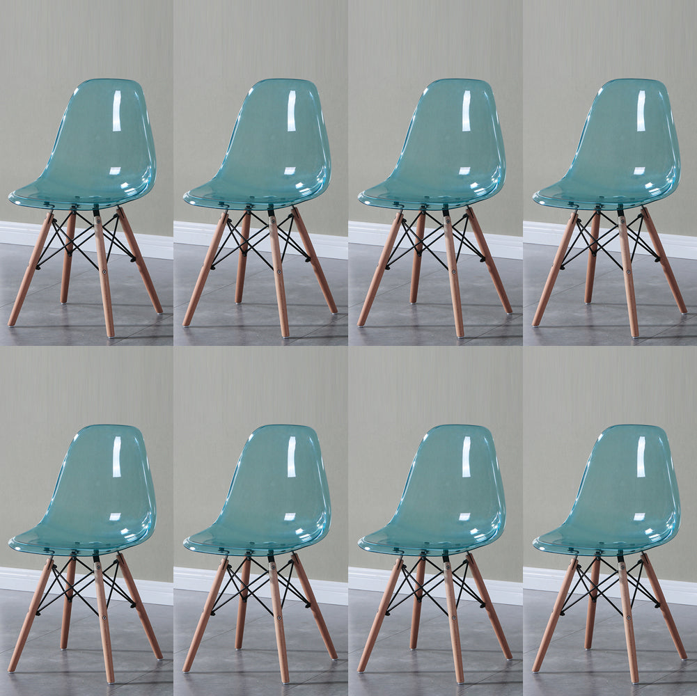 Glam Style Acrylic Side Chair Transparent Armless Dining Chairs for Home Blue Set of 8 Clearhalo ' kitchen&dining_furn' 'Dining Chairs' 'Dining Tables & Seating' 'dining_chair' 'Furniture' 'furniture_dining_chair' 'Kitchen & Dining Furniture' 'kitchen' 3835702