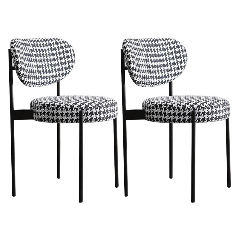 Glam Style Metal Side Chair Open Back Dining Armless Chair for Dining Room Black-White Set of 2 Clearhalo ' kitchen&dining_furn' 'Dining Chairs' 'Dining Tables & Seating' 'dining_chair' 'Furniture' 'furniture_dining_chair' 'Kitchen & Dining Furniture' 'kitchen' 3835724