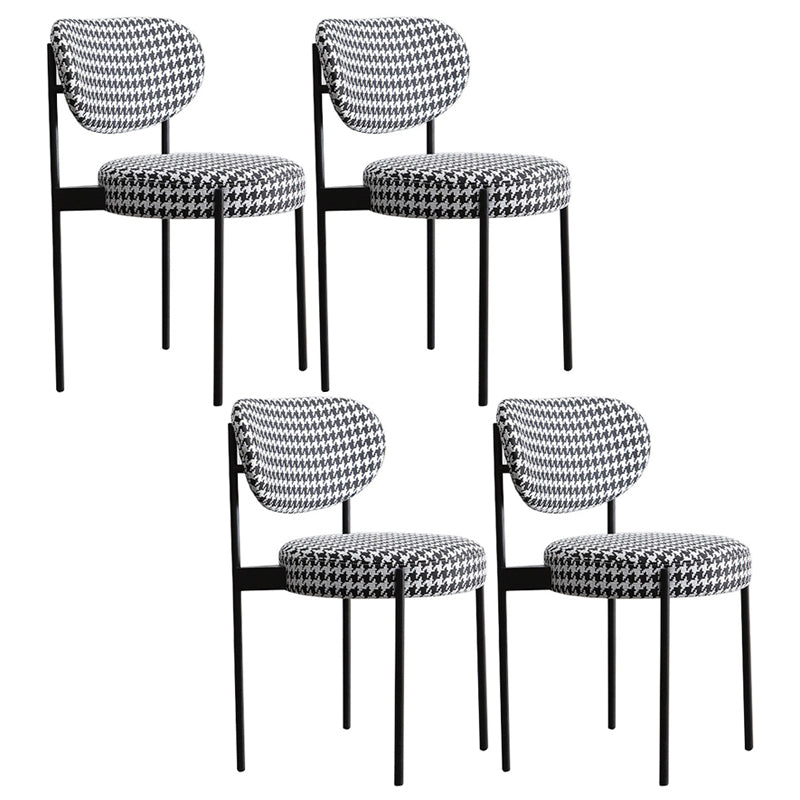 Glam Style Metal Side Chair Open Back Dining Armless Chair for Dining Room Black-White Set of 4 Clearhalo ' kitchen&dining_furn' 'Dining Chairs' 'Dining Tables & Seating' 'dining_chair' 'Furniture' 'furniture_dining_chair' 'Kitchen & Dining Furniture' 'kitchen' 3835726
