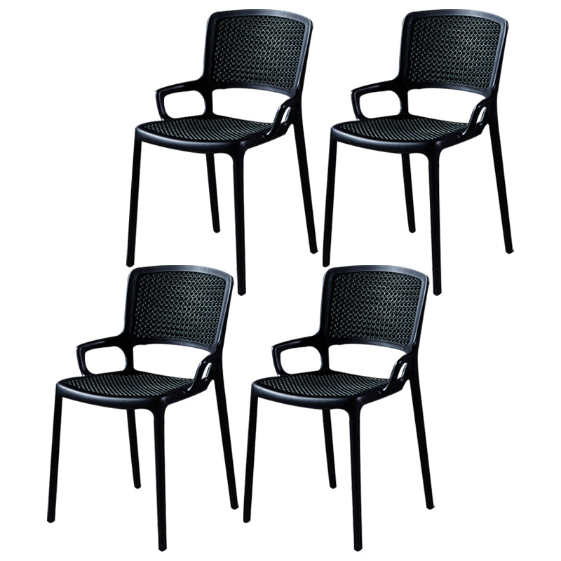 Contemporary Side Plastic Dining Room Chair Open Back Dining Side Chair for Home Use Black 4 Piece Set Clearhalo ' kitchen&dining_furn' 'Dining Chairs' 'Dining Tables & Seating' 'dining_chair' 'furn' 'furn_dining_chair' 'Furniture' 'furniture_dining_chair' 'Kitchen & Dining Furniture' 'kitchen' 3835732