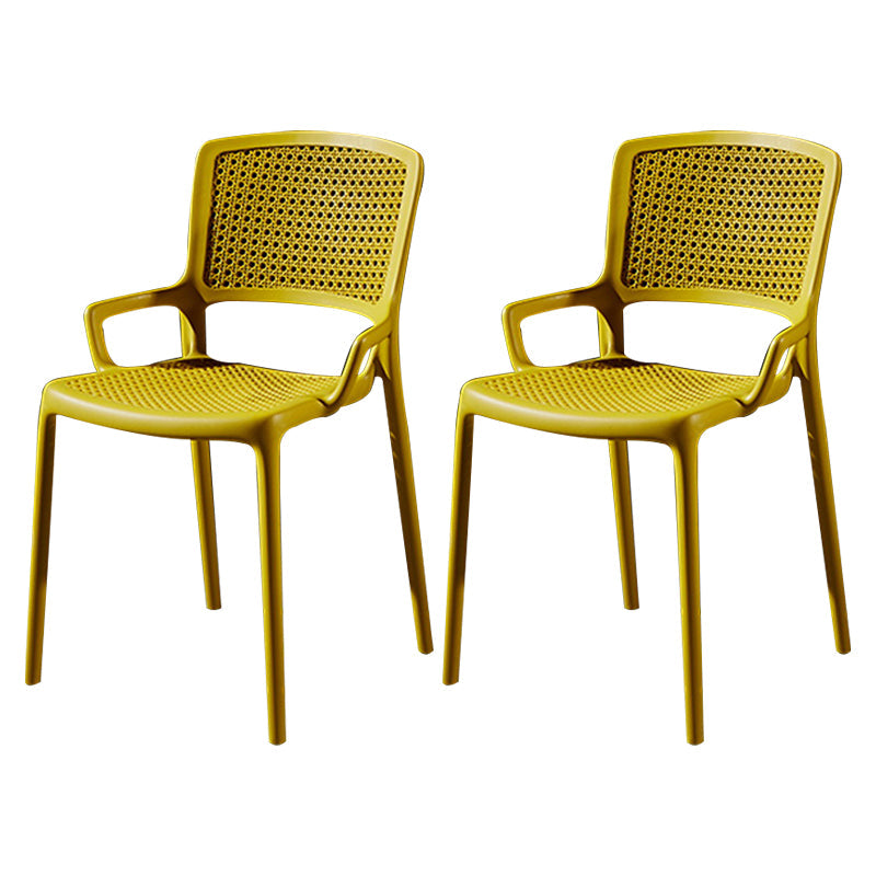 Contemporary Side Plastic Dining Room Chair Open Back Dining Side Chair for Home Use Yellow 2 Piece Set Clearhalo ' kitchen&dining_furn' 'Dining Chairs' 'Dining Tables & Seating' 'dining_chair' 'furn' 'furn_dining_chair' 'Furniture' 'furniture_dining_chair' 'Kitchen & Dining Furniture' 'kitchen' 3835748