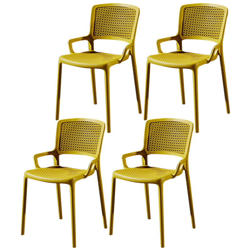 Contemporary Side Plastic Dining Room Chair Open Back Dining Side Chair for Home Use Yellow 4 Piece Set Clearhalo ' kitchen&dining_furn' 'Dining Chairs' 'Dining Tables & Seating' 'dining_chair' 'furn' 'furn_dining_chair' 'Furniture' 'furniture_dining_chair' 'Kitchen & Dining Furniture' 'kitchen' 3835750