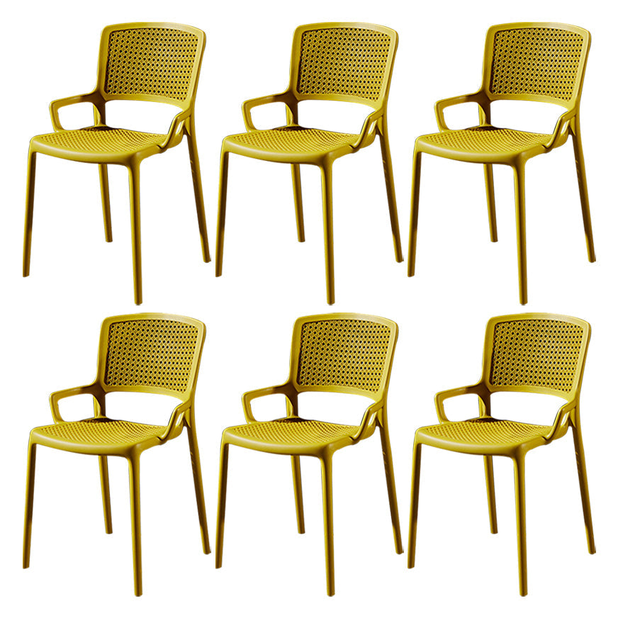 Contemporary Side Plastic Dining Room Chair Open Back Dining Side Chair for Home Use Yellow 6 Piece Set Clearhalo ' kitchen&dining_furn' 'Dining Chairs' 'Dining Tables & Seating' 'dining_chair' 'furn' 'furn_dining_chair' 'Furniture' 'furniture_dining_chair' 'Kitchen & Dining Furniture' 'kitchen' 3835752