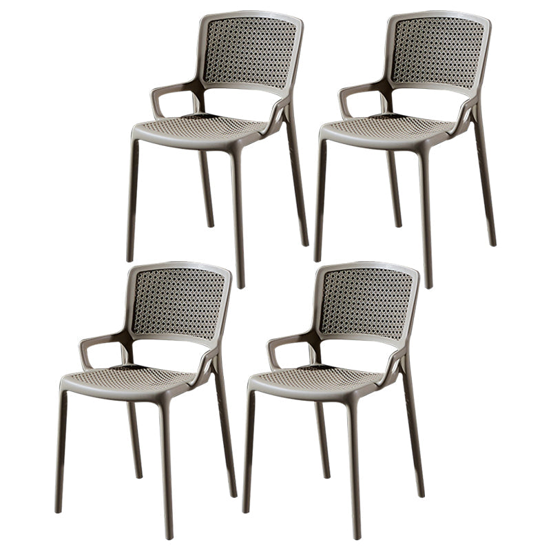 Contemporary Side Plastic Dining Room Chair Open Back Dining Side Chair for Home Use Khaki 4 Piece Set Clearhalo ' kitchen&dining_furn' 'Dining Chairs' 'Dining Tables & Seating' 'dining_chair' 'furn' 'furn_dining_chair' 'Furniture' 'furniture_dining_chair' 'Kitchen & Dining Furniture' 'kitchen' 3835763