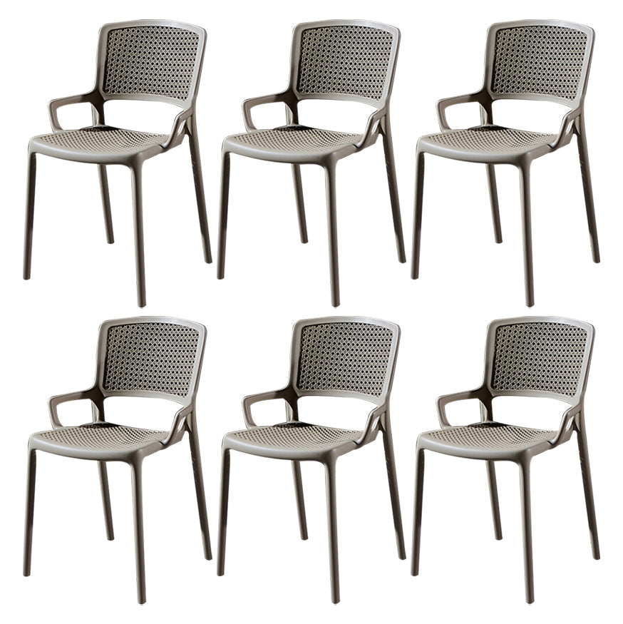 Contemporary Side Plastic Dining Room Chair Open Back Dining Side Chair for Home Use Khaki 6 Piece Set Clearhalo ' kitchen&dining_furn' 'Dining Chairs' 'Dining Tables & Seating' 'dining_chair' 'furn' 'furn_dining_chair' 'Furniture' 'furniture_dining_chair' 'Kitchen & Dining Furniture' 'kitchen' 3835764