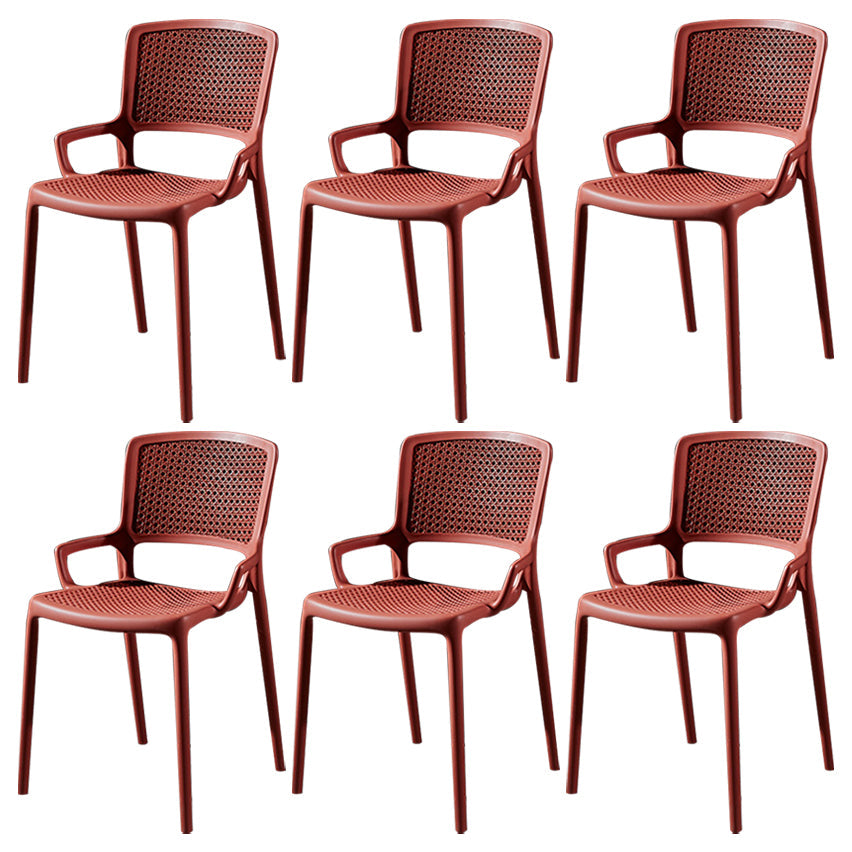 Contemporary Side Plastic Dining Room Chair Open Back Dining Side Chair for Home Use Orange-Red 6 Piece Set Clearhalo ' kitchen&dining_furn' 'Dining Chairs' 'Dining Tables & Seating' 'dining_chair' 'furn' 'furn_dining_chair' 'Furniture' 'furniture_dining_chair' 'Kitchen & Dining Furniture' 'kitchen' 3835767