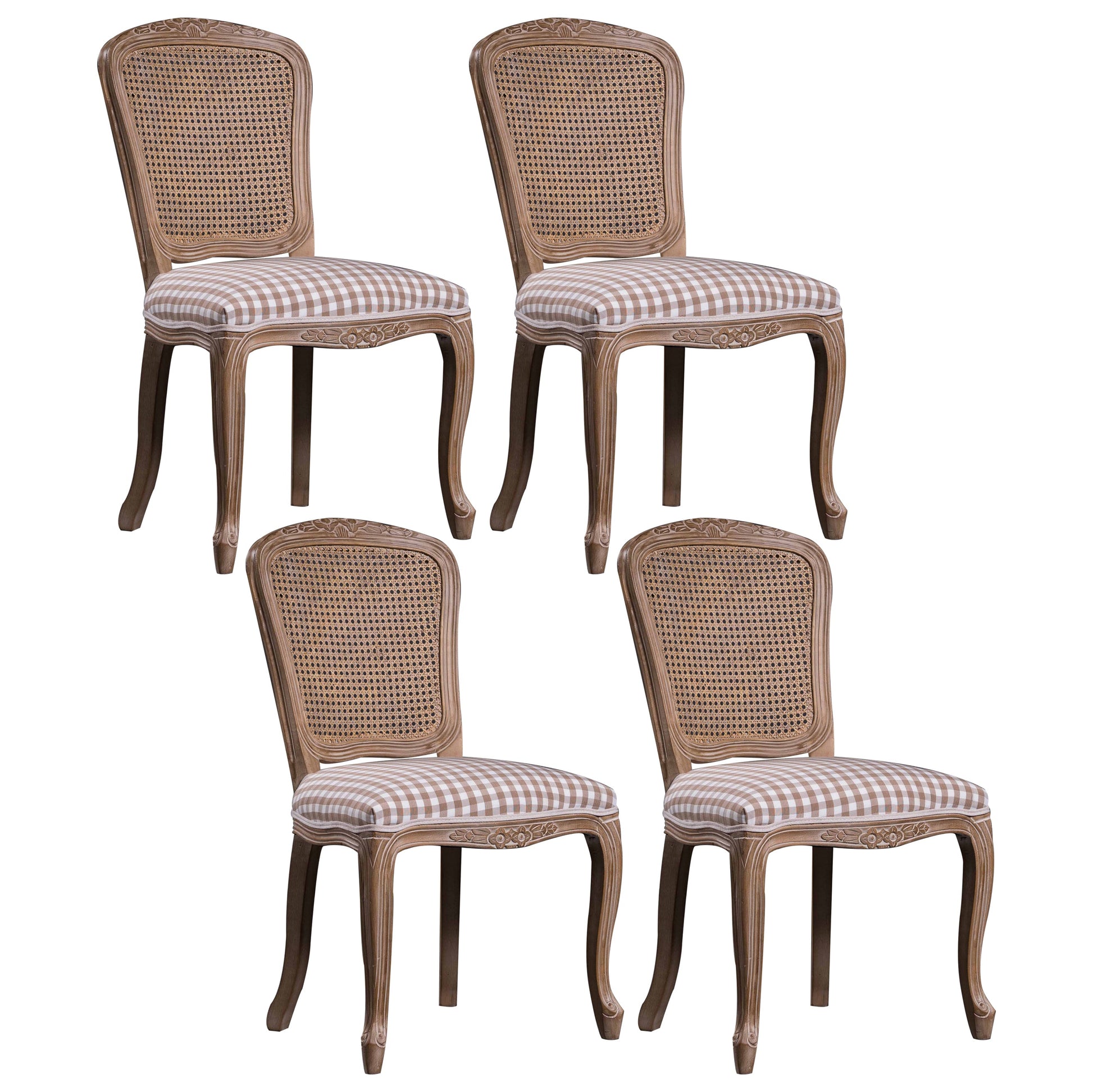 Solid Wood Country Style Dining Room Chairs Matte Finish Cane Back Dining Chairs White-Brown 4 Piece Set Clearhalo ' kitchen&dining_furn' 'Dining Chairs' 'Dining Tables & Seating' 'dining_chair' 'furn' 'furn_dining_chair' 'Furniture' 'furniture_dining_chair' 'Kitchen & Dining Furniture' 'kitchen' 3835770