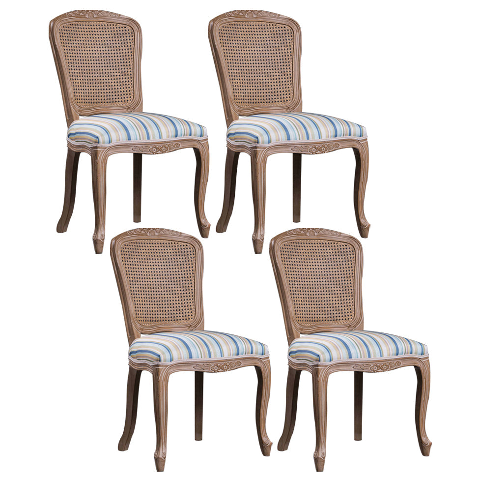 Solid Wood Country Style Dining Room Chairs Matte Finish Cane Back Dining Chairs White-Blue 4 Piece Set Clearhalo ' kitchen&dining_furn' 'Dining Chairs' 'Dining Tables & Seating' 'dining_chair' 'furn' 'furn_dining_chair' 'Furniture' 'furniture_dining_chair' 'Kitchen & Dining Furniture' 'kitchen' 3835776