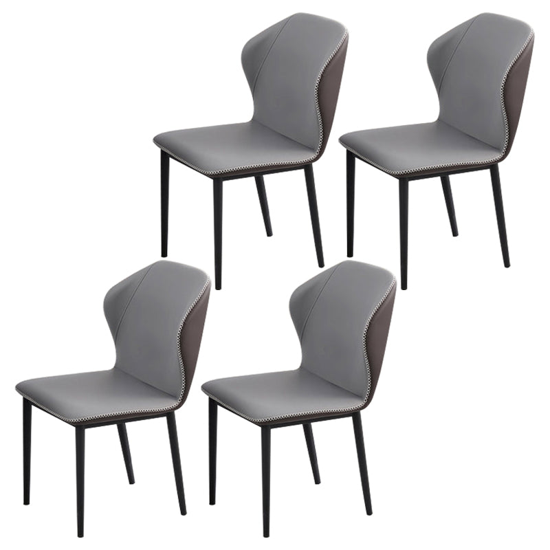 Minimalist Black Solid Back Dining Side Chair Metal Upholstered Dining Side Chair Grey 4 Piece Set Clearhalo ' kitchen&dining_furn' 'Dining Chairs' 'Dining Tables & Seating' 'dining_chair' 'furn' 'furn_dining_chair' 'Furniture' 'furniture_dining_chair' 'Kitchen & Dining Furniture' 'kitchen' 3835791