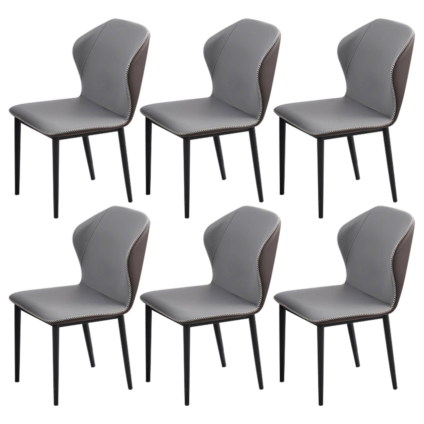 Minimalist Black Solid Back Dining Side Chair Metal Upholstered Dining Side Chair Grey 6 Piece Set Clearhalo ' kitchen&dining_furn' 'Dining Chairs' 'Dining Tables & Seating' 'dining_chair' 'furn' 'furn_dining_chair' 'Furniture' 'furniture_dining_chair' 'Kitchen & Dining Furniture' 'kitchen' 3835793