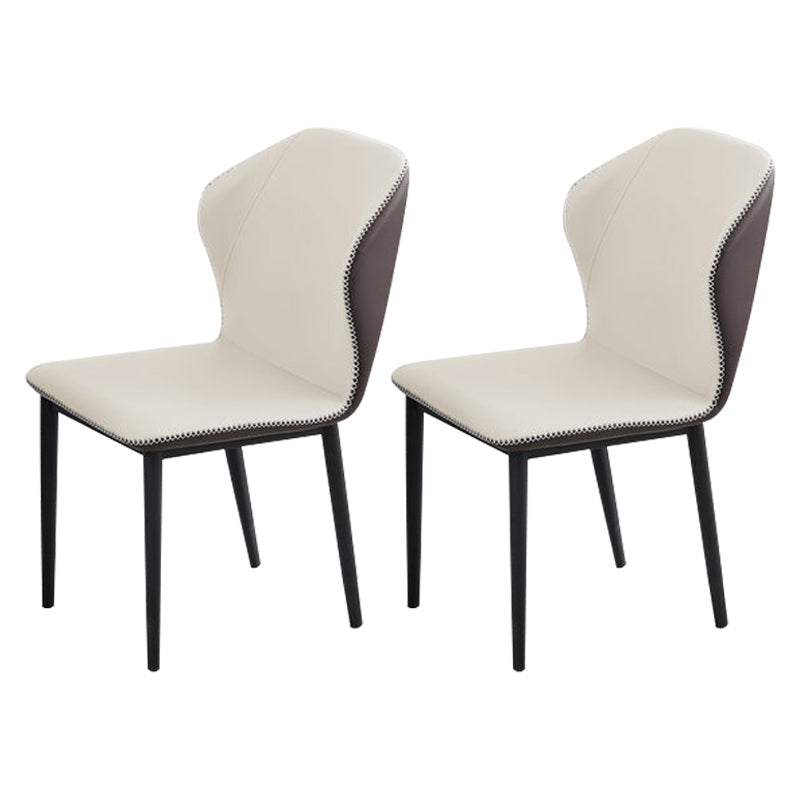 Minimalist Black Solid Back Dining Side Chair Metal Upholstered Dining Side Chair White 2 Piece Set Clearhalo ' kitchen&dining_furn' 'Dining Chairs' 'Dining Tables & Seating' 'dining_chair' 'furn' 'furn_dining_chair' 'Furniture' 'furniture_dining_chair' 'Kitchen & Dining Furniture' 'kitchen' 3835794