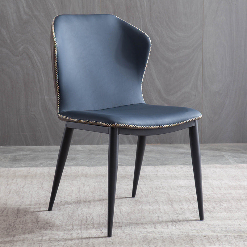 Minimalist Black Solid Back Dining Side Chair Metal Upholstered Dining Side Chair Clearhalo ' kitchen&dining_furn' 'Dining Chairs' 'Dining Tables & Seating' 'dining_chair' 'furn' 'furn_dining_chair' 'Furniture' 'furniture_dining_chair' 'Kitchen & Dining Furniture' 'kitchen' 3835795