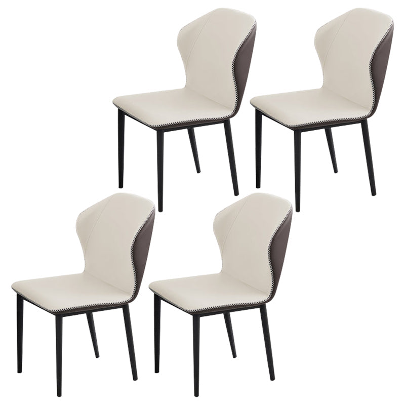 Minimalist Black Solid Back Dining Side Chair Metal Upholstered Dining Side Chair White 4 Piece Set Clearhalo ' kitchen&dining_furn' 'Dining Chairs' 'Dining Tables & Seating' 'dining_chair' 'furn' 'furn_dining_chair' 'Furniture' 'furniture_dining_chair' 'Kitchen & Dining Furniture' 'kitchen' 3835796