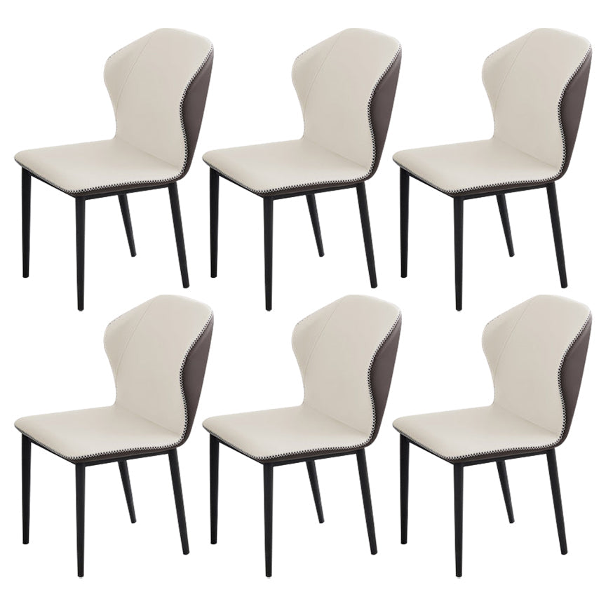 Minimalist Black Solid Back Dining Side Chair Metal Upholstered Dining Side Chair White 6 Piece Set Clearhalo ' kitchen&dining_furn' 'Dining Chairs' 'Dining Tables & Seating' 'dining_chair' 'furn' 'furn_dining_chair' 'Furniture' 'furniture_dining_chair' 'Kitchen & Dining Furniture' 'kitchen' 3835798