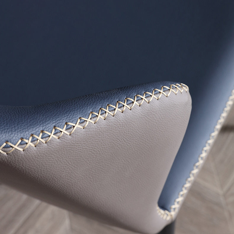 Minimalist Black Solid Back Dining Side Chair Metal Upholstered Dining Side Chair Clearhalo ' kitchen&dining_furn' 'Dining Chairs' 'Dining Tables & Seating' 'dining_chair' 'furn' 'furn_dining_chair' 'Furniture' 'furniture_dining_chair' 'Kitchen & Dining Furniture' 'kitchen' 3835802