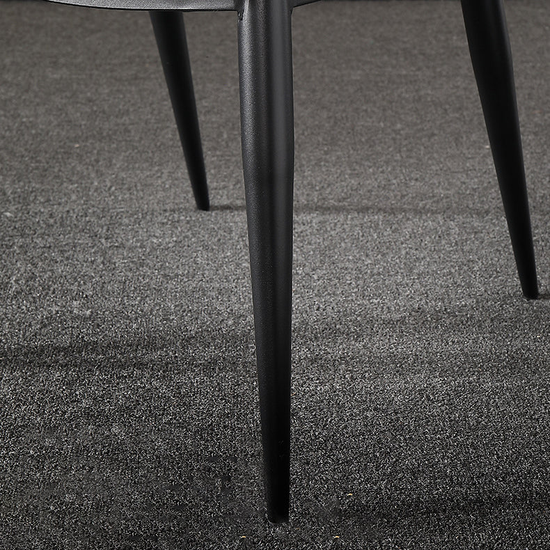 Minimalist Black Solid Back Dining Side Chair Metal Upholstered Dining Side Chair Clearhalo ' kitchen&dining_furn' 'Dining Chairs' 'Dining Tables & Seating' 'dining_chair' 'furn' 'furn_dining_chair' 'Furniture' 'furniture_dining_chair' 'Kitchen & Dining Furniture' 'kitchen' 3835804