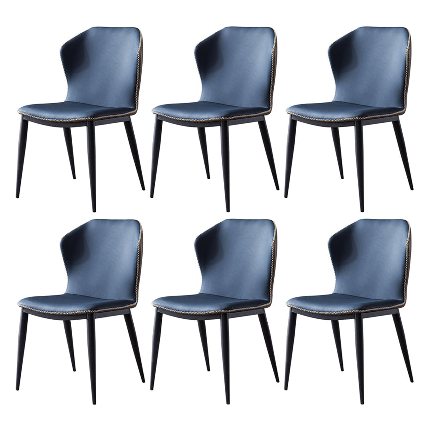 Minimalist Black Solid Back Dining Side Chair Metal Upholstered Dining Side Chair Dark Blue 6 Piece Set Clearhalo ' kitchen&dining_furn' 'Dining Chairs' 'Dining Tables & Seating' 'dining_chair' 'furn' 'furn_dining_chair' 'Furniture' 'furniture_dining_chair' 'Kitchen & Dining Furniture' 'kitchen' 3835805