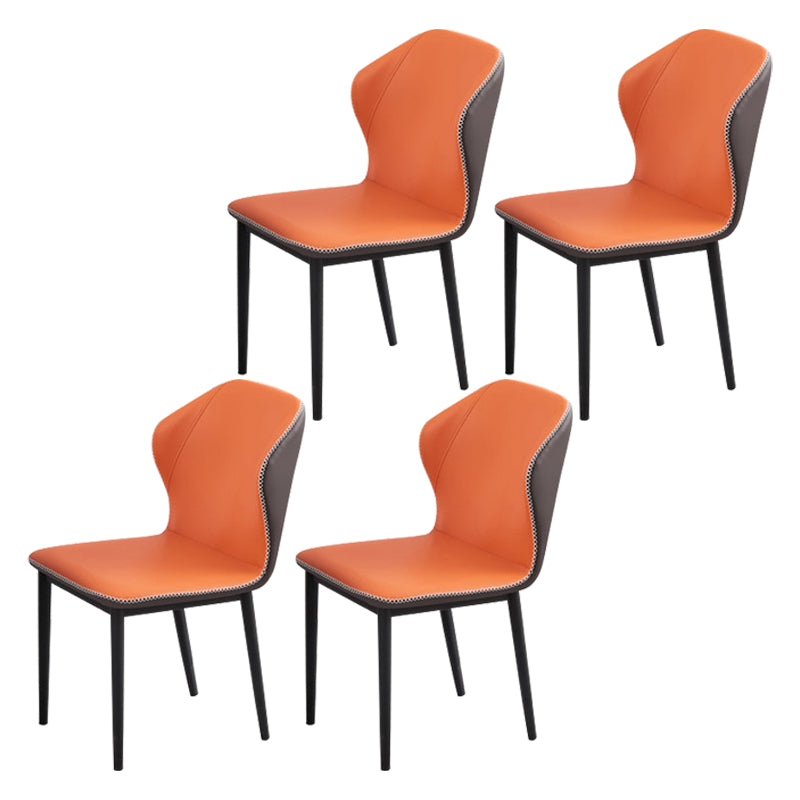 Minimalist Black Solid Back Dining Side Chair Metal Upholstered Dining Side Chair Orange 4 Piece Set Clearhalo ' kitchen&dining_furn' 'Dining Chairs' 'Dining Tables & Seating' 'dining_chair' 'furn' 'furn_dining_chair' 'Furniture' 'furniture_dining_chair' 'Kitchen & Dining Furniture' 'kitchen' 3835808