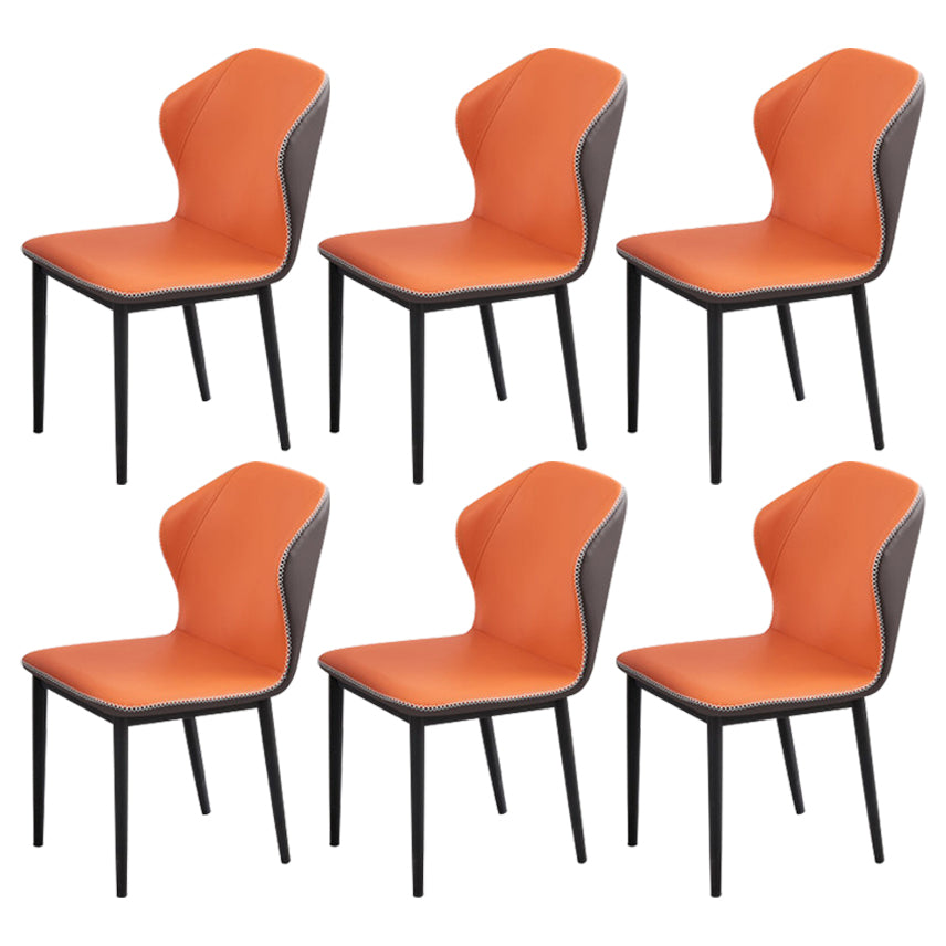 Minimalist Black Solid Back Dining Side Chair Metal Upholstered Dining Side Chair Orange 6 Piece Set Clearhalo ' kitchen&dining_furn' 'Dining Chairs' 'Dining Tables & Seating' 'dining_chair' 'furn' 'furn_dining_chair' 'Furniture' 'furniture_dining_chair' 'Kitchen & Dining Furniture' 'kitchen' 3835810
