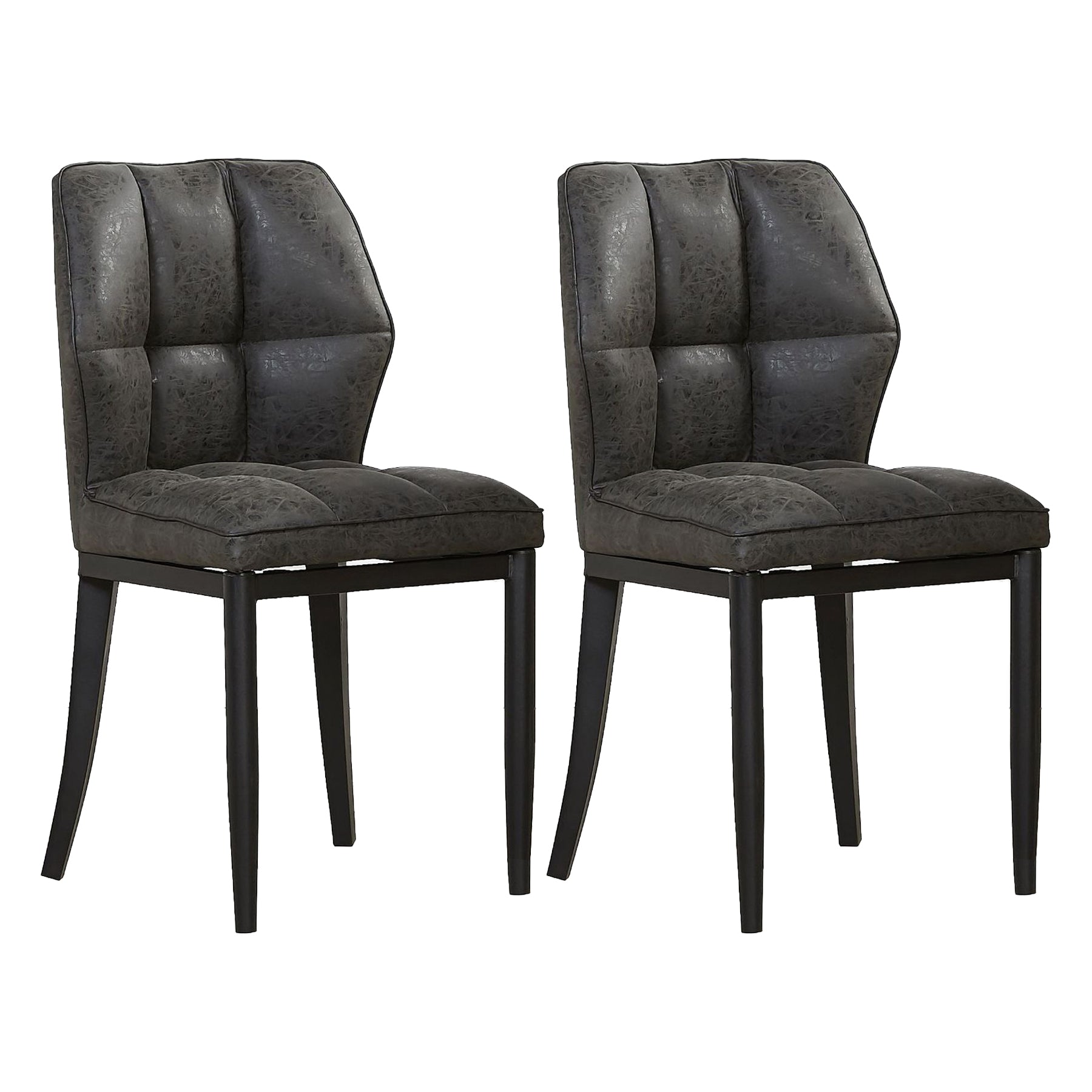 Leather Armless Dining Chairs Modern Upholstered Side Chairs with Metal Legs Black 2 Piece Set Black Clearhalo ' kitchen&dining_furn' 'Dining Chairs' 'Dining Tables & Seating' 'dining_chair' 'furn' 'furn_dining_chair' 'Furniture' 'furniture_dining_chair' 'Kitchen & Dining Furniture' 'kitchen' 3835815