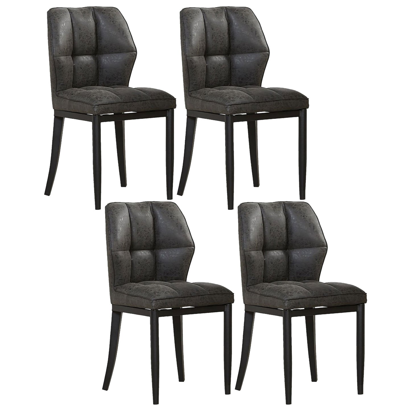 Leather Armless Dining Chairs Modern Upholstered Side Chairs with Metal Legs Black 4 Piece Set Black Clearhalo ' kitchen&dining_furn' 'Dining Chairs' 'Dining Tables & Seating' 'dining_chair' 'furn' 'furn_dining_chair' 'Furniture' 'furniture_dining_chair' 'Kitchen & Dining Furniture' 'kitchen' 3835818