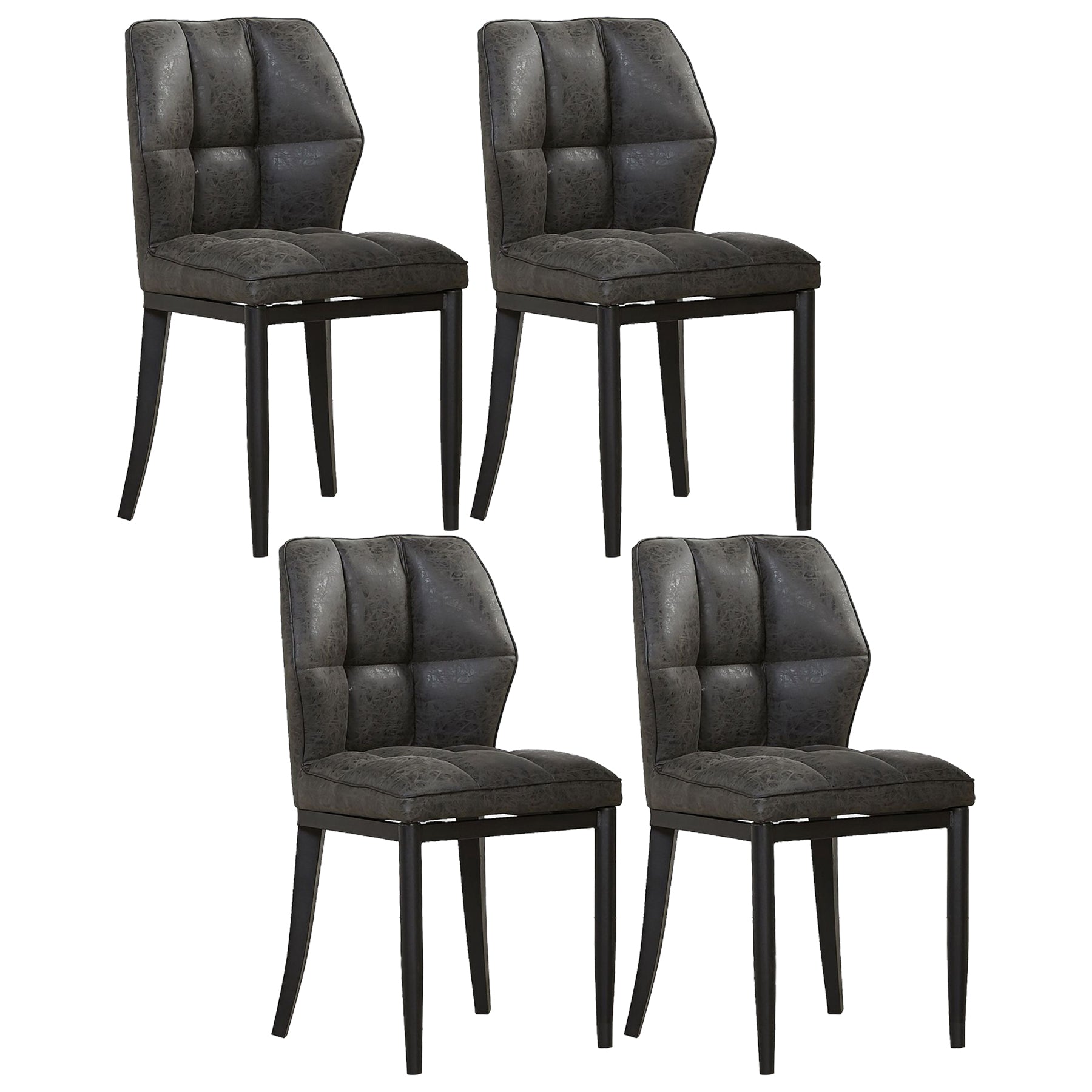Leather Armless Dining Chairs Modern Upholstered Side Chairs with Metal Legs Black 4 Piece Set Black Clearhalo ' kitchen&dining_furn' 'Dining Chairs' 'Dining Tables & Seating' 'dining_chair' 'furn' 'furn_dining_chair' 'Furniture' 'furniture_dining_chair' 'Kitchen & Dining Furniture' 'kitchen' 3835818