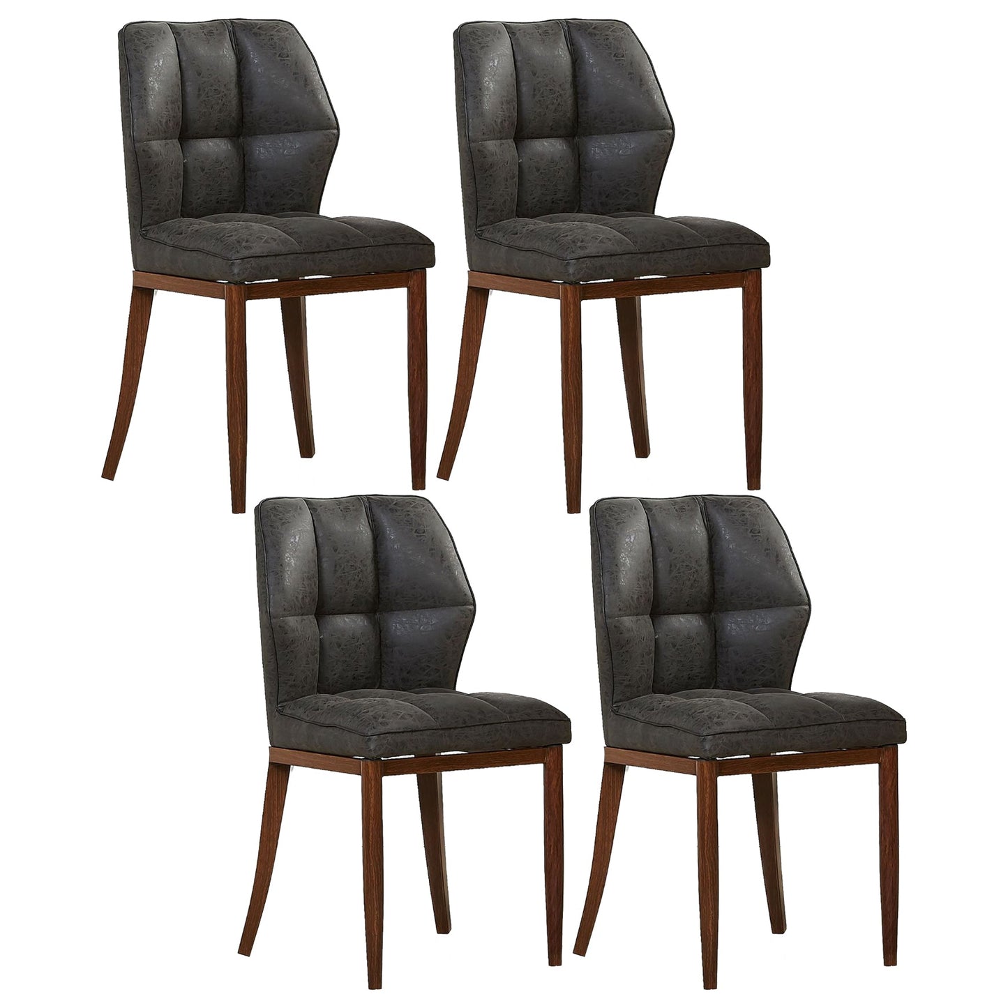 Leather Armless Dining Chairs Modern Upholstered Side Chairs with Metal Legs Black 4 Piece Set Walnut Clearhalo ' kitchen&dining_furn' 'Dining Chairs' 'Dining Tables & Seating' 'dining_chair' 'furn' 'furn_dining_chair' 'Furniture' 'furniture_dining_chair' 'Kitchen & Dining Furniture' 'kitchen' 3835830