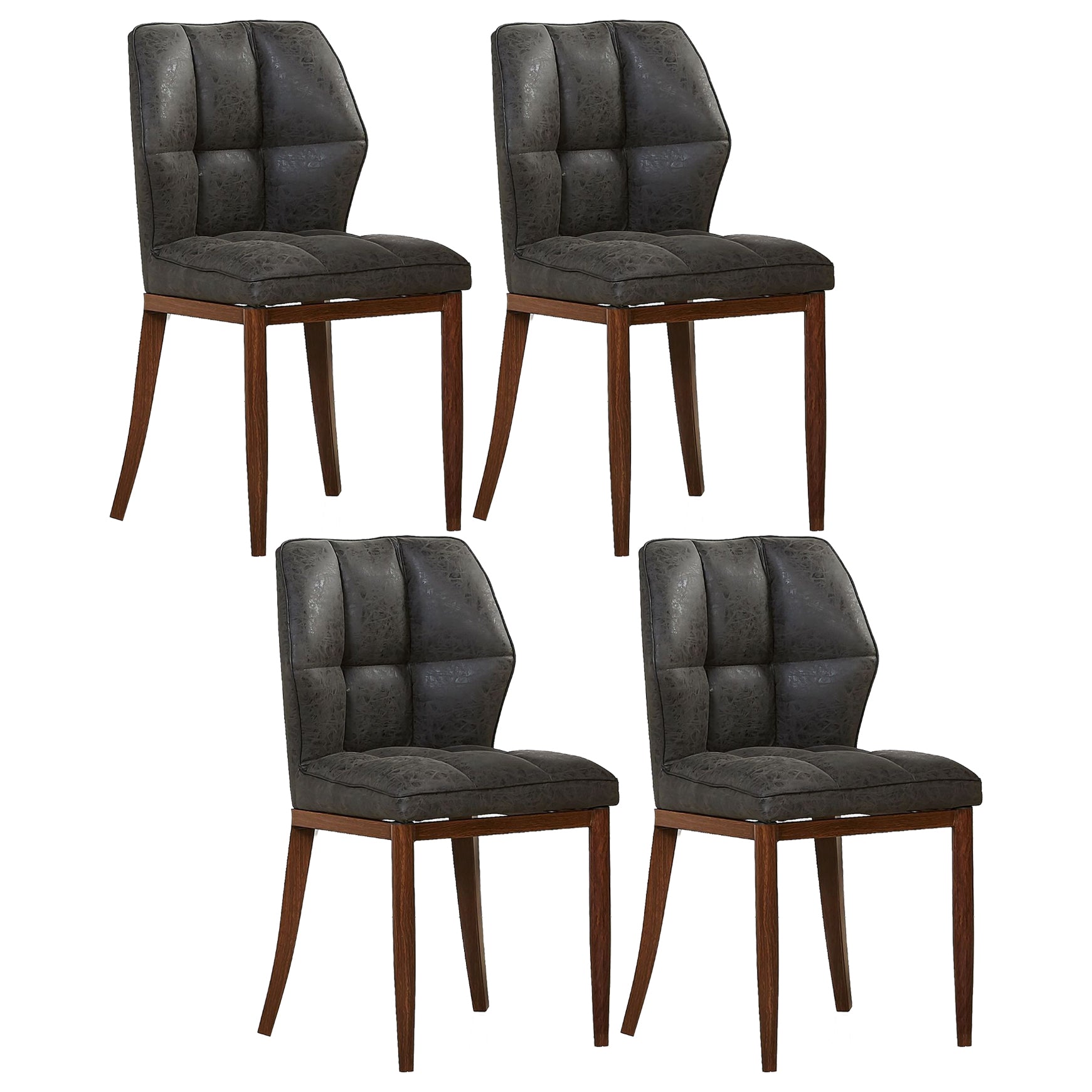 Leather Armless Dining Chairs Modern Upholstered Side Chairs with Metal Legs Black 4 Piece Set Walnut Clearhalo ' kitchen&dining_furn' 'Dining Chairs' 'Dining Tables & Seating' 'dining_chair' 'furn' 'furn_dining_chair' 'Furniture' 'furniture_dining_chair' 'Kitchen & Dining Furniture' 'kitchen' 3835830