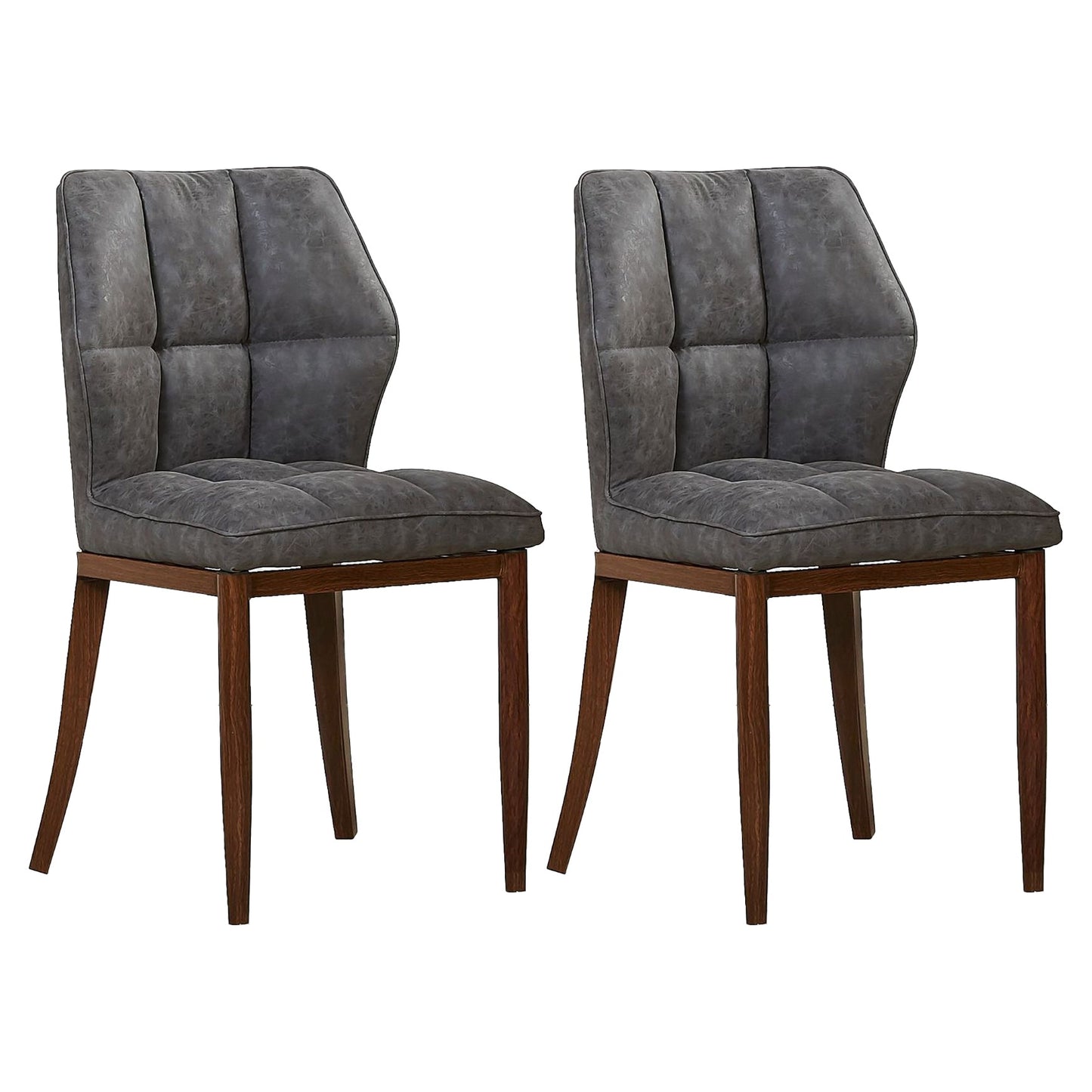 Leather Armless Dining Chairs Modern Upholstered Side Chairs with Metal Legs Light Gray 2 Piece Set Walnut Clearhalo ' kitchen&dining_furn' 'Dining Chairs' 'Dining Tables & Seating' 'dining_chair' 'furn' 'furn_dining_chair' 'Furniture' 'furniture_dining_chair' 'Kitchen & Dining Furniture' 'kitchen' 3835840