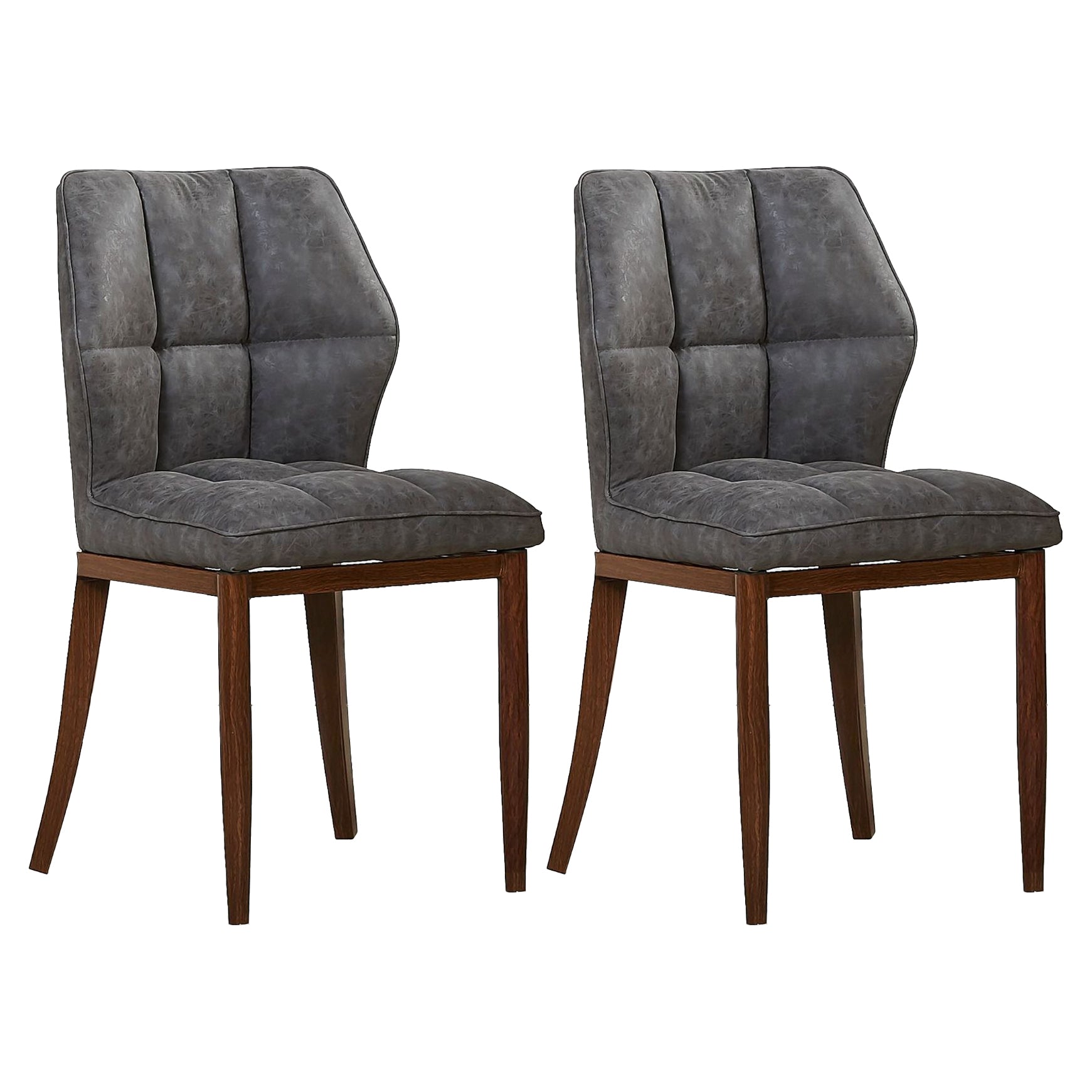 Leather Armless Dining Chairs Modern Upholstered Side Chairs with Metal Legs Light Gray 2 Piece Set Walnut Clearhalo ' kitchen&dining_furn' 'Dining Chairs' 'Dining Tables & Seating' 'dining_chair' 'furn' 'furn_dining_chair' 'Furniture' 'furniture_dining_chair' 'Kitchen & Dining Furniture' 'kitchen' 3835840