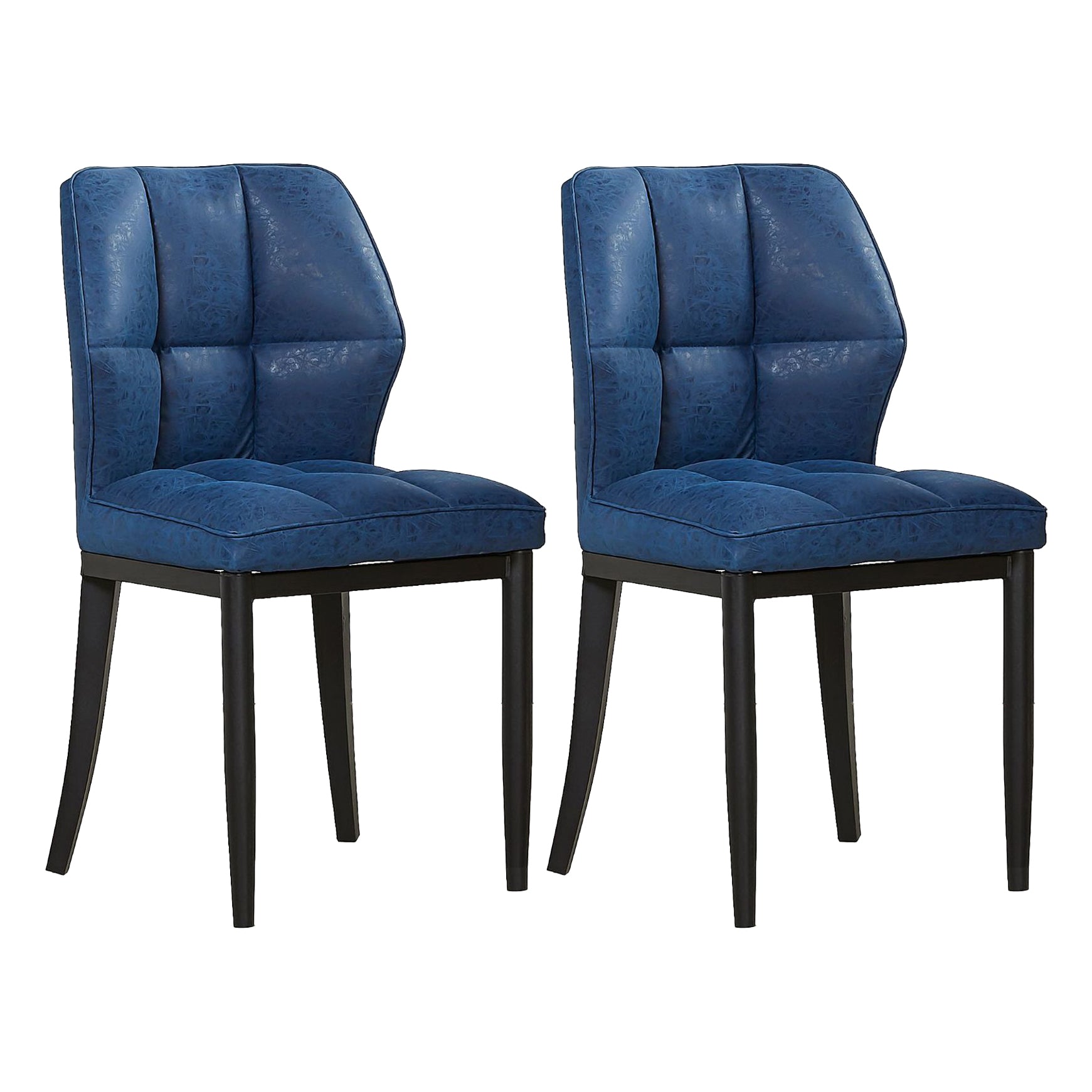 Leather Armless Dining Chairs Modern Upholstered Side Chairs with Metal Legs Blue 2 Piece Set Black Clearhalo ' kitchen&dining_furn' 'Dining Chairs' 'Dining Tables & Seating' 'dining_chair' 'furn' 'furn_dining_chair' 'Furniture' 'furniture_dining_chair' 'Kitchen & Dining Furniture' 'kitchen' 3835843