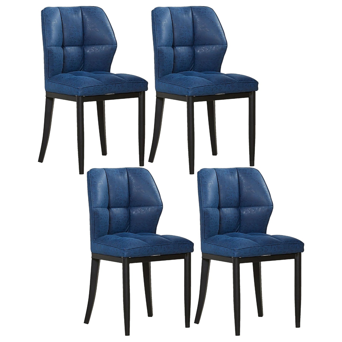 Leather Armless Dining Chairs Modern Upholstered Side Chairs with Metal Legs Blue 4 Piece Set Black Clearhalo ' kitchen&dining_furn' 'Dining Chairs' 'Dining Tables & Seating' 'dining_chair' 'furn' 'furn_dining_chair' 'Furniture' 'furniture_dining_chair' 'Kitchen & Dining Furniture' 'kitchen' 3835844