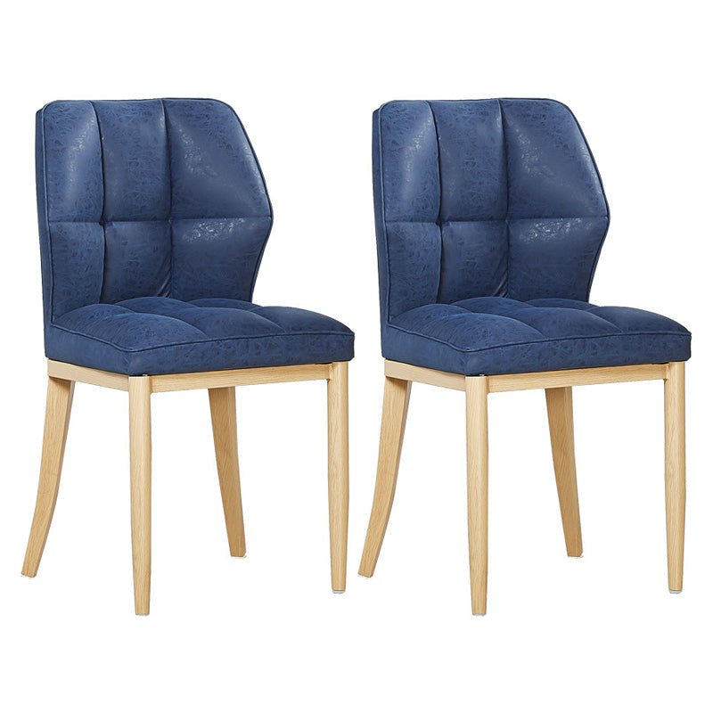 Leather Armless Dining Chairs Modern Upholstered Side Chairs with Metal Legs Blue 2 Piece Set Natural Wood Clearhalo ' kitchen&dining_furn' 'Dining Chairs' 'Dining Tables & Seating' 'dining_chair' 'furn' 'furn_dining_chair' 'Furniture' 'furniture_dining_chair' 'Kitchen & Dining Furniture' 'kitchen' 3835846