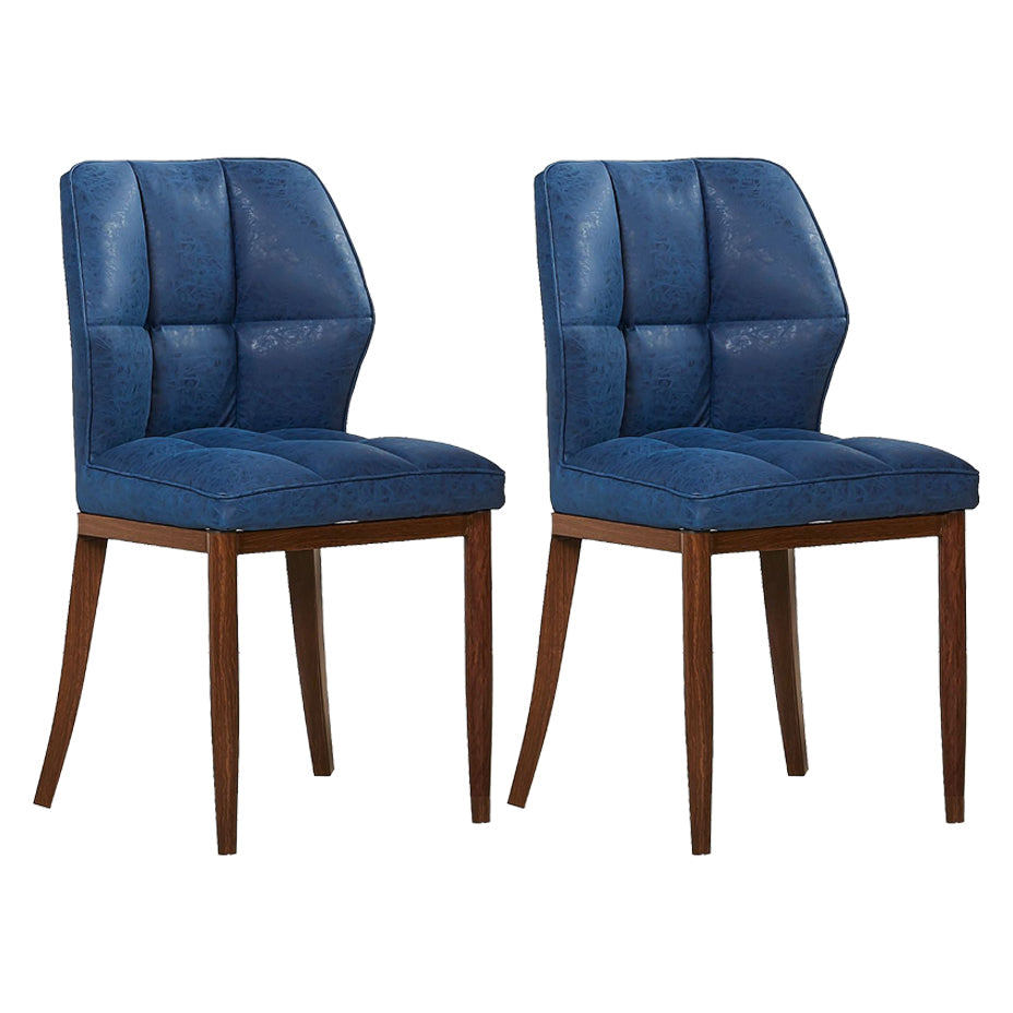 Leather Armless Dining Chairs Modern Upholstered Side Chairs with Metal Legs Blue 2 Piece Set Walnut Clearhalo ' kitchen&dining_furn' 'Dining Chairs' 'Dining Tables & Seating' 'dining_chair' 'furn' 'furn_dining_chair' 'Furniture' 'furniture_dining_chair' 'Kitchen & Dining Furniture' 'kitchen' 3835849