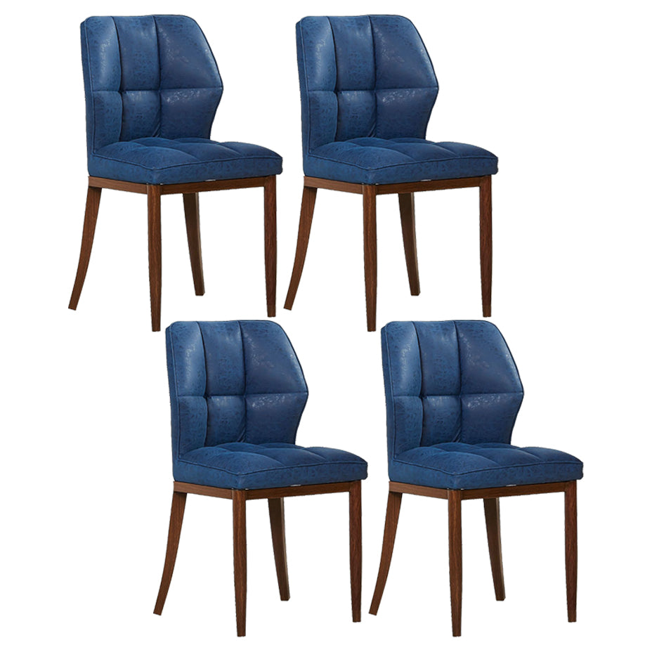 Leather Armless Dining Chairs Modern Upholstered Side Chairs with Metal Legs Blue 4 Piece Set Walnut Clearhalo ' kitchen&dining_furn' 'Dining Chairs' 'Dining Tables & Seating' 'dining_chair' 'furn' 'furn_dining_chair' 'Furniture' 'furniture_dining_chair' 'Kitchen & Dining Furniture' 'kitchen' 3835850