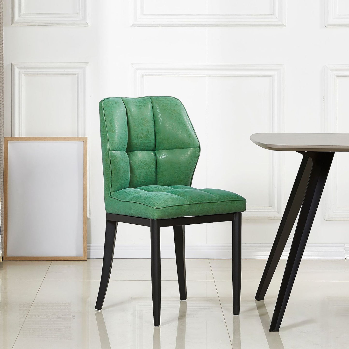 Leather Armless Dining Chairs Modern Upholstered Side Chairs with Metal Legs Green 1 Piece Black Clearhalo ' kitchen&dining_furn' 'Dining Chairs' 'Dining Tables & Seating' 'dining_chair' 'furn' 'furn_dining_chair' 'Furniture' 'furniture_dining_chair' 'Kitchen & Dining Furniture' 'kitchen' 3835851