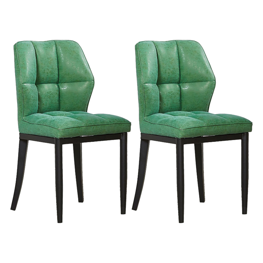 Leather Armless Dining Chairs Modern Upholstered Side Chairs with Metal Legs Green 2 Piece Set Black Clearhalo ' kitchen&dining_furn' 'Dining Chairs' 'Dining Tables & Seating' 'dining_chair' 'furn' 'furn_dining_chair' 'Furniture' 'furniture_dining_chair' 'Kitchen & Dining Furniture' 'kitchen' 3835852