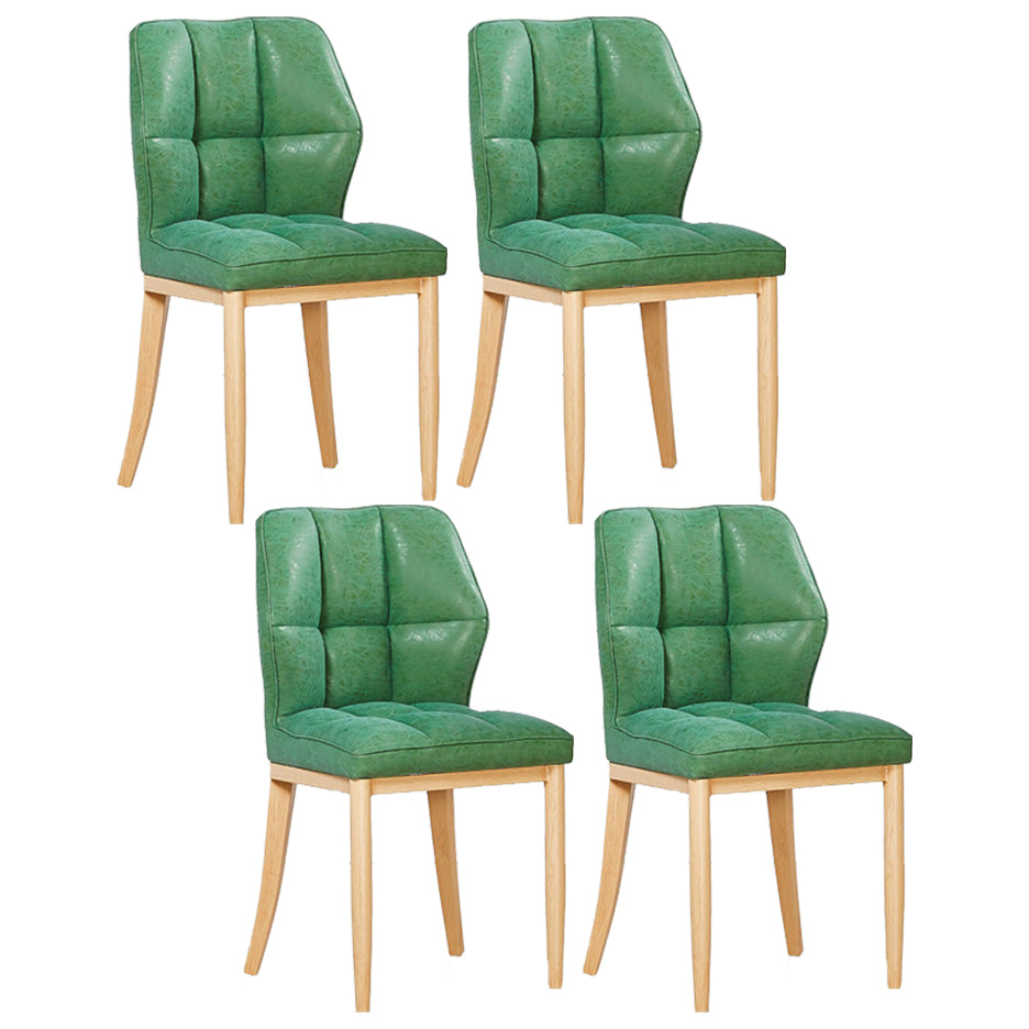 Leather Armless Dining Chairs Modern Upholstered Side Chairs with Metal Legs Green 4 Piece Set Natural Wood Clearhalo ' kitchen&dining_furn' 'Dining Chairs' 'Dining Tables & Seating' 'dining_chair' 'furn' 'furn_dining_chair' 'Furniture' 'furniture_dining_chair' 'Kitchen & Dining Furniture' 'kitchen' 3835856