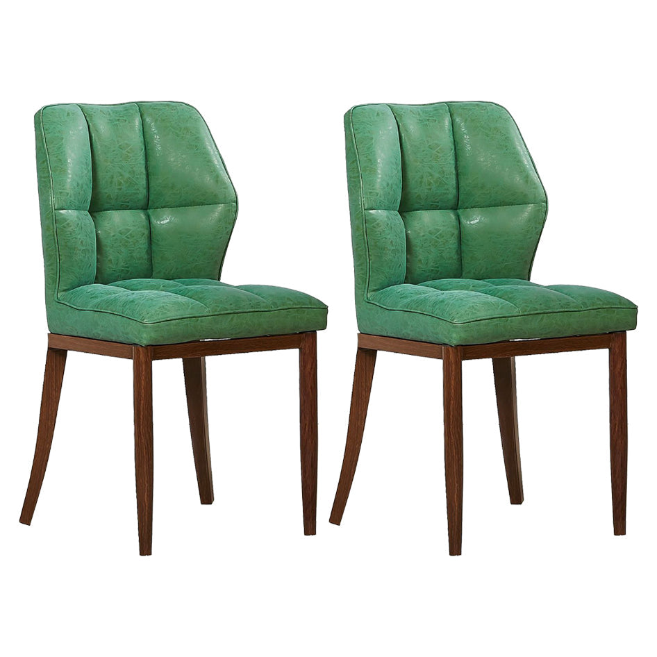 Leather Armless Dining Chairs Modern Upholstered Side Chairs with Metal Legs Green 2 Piece Set Walnut Clearhalo ' kitchen&dining_furn' 'Dining Chairs' 'Dining Tables & Seating' 'dining_chair' 'furn' 'furn_dining_chair' 'Furniture' 'furniture_dining_chair' 'Kitchen & Dining Furniture' 'kitchen' 3835858