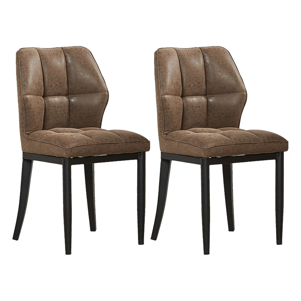 Leather Armless Dining Chairs Modern Upholstered Side Chairs with Metal Legs Coffee 2 Piece Set Black Clearhalo ' kitchen&dining_furn' 'Dining Chairs' 'Dining Tables & Seating' 'dining_chair' 'furn' 'furn_dining_chair' 'Furniture' 'furniture_dining_chair' 'Kitchen & Dining Furniture' 'kitchen' 3835861