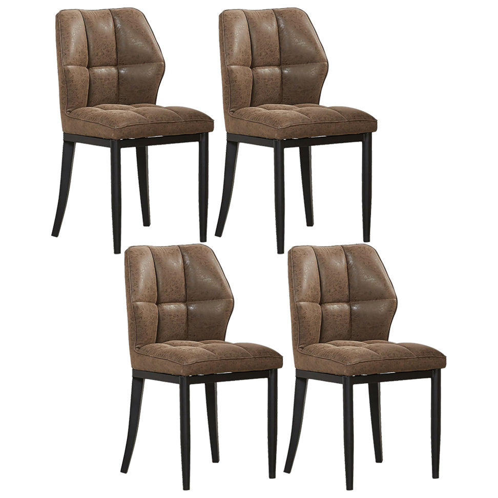 Leather Armless Dining Chairs Modern Upholstered Side Chairs with Metal Legs Coffee 4 Piece Set Black Clearhalo ' kitchen&dining_furn' 'Dining Chairs' 'Dining Tables & Seating' 'dining_chair' 'furn' 'furn_dining_chair' 'Furniture' 'furniture_dining_chair' 'Kitchen & Dining Furniture' 'kitchen' 3835862