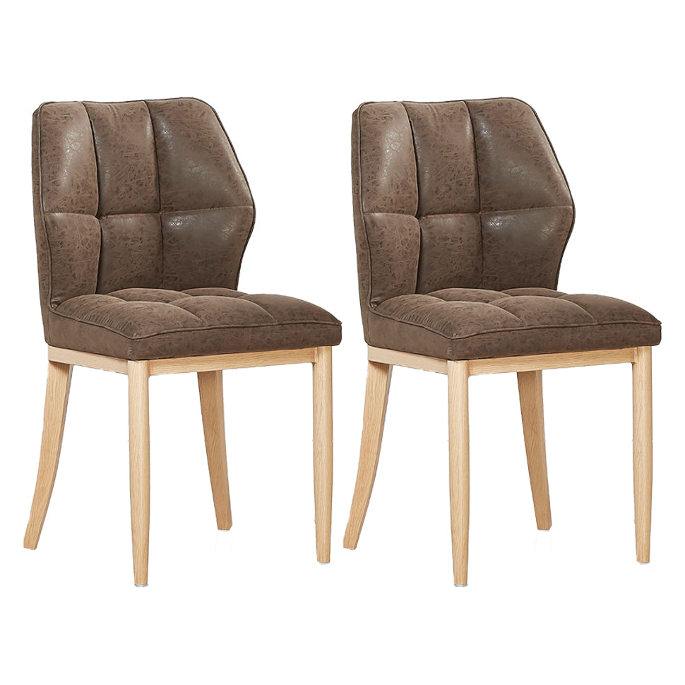Leather Armless Dining Chairs Modern Upholstered Side Chairs with Metal Legs Coffee 2 Piece Set Natural Wood Clearhalo ' kitchen&dining_furn' 'Dining Chairs' 'Dining Tables & Seating' 'dining_chair' 'furn' 'furn_dining_chair' 'Furniture' 'furniture_dining_chair' 'Kitchen & Dining Furniture' 'kitchen' 3835864