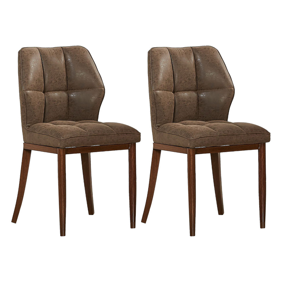 Leather Armless Dining Chairs Modern Upholstered Side Chairs with Metal Legs Coffee 2 Piece Set Walnut Clearhalo ' kitchen&dining_furn' 'Dining Chairs' 'Dining Tables & Seating' 'dining_chair' 'furn' 'furn_dining_chair' 'Furniture' 'furniture_dining_chair' 'Kitchen & Dining Furniture' 'kitchen' 3835867