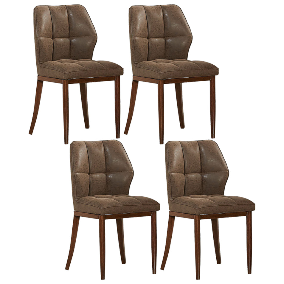 Leather Armless Dining Chairs Modern Upholstered Side Chairs with Metal Legs Coffee 4 Piece Set Walnut Clearhalo ' kitchen&dining_furn' 'Dining Chairs' 'Dining Tables & Seating' 'dining_chair' 'furn' 'furn_dining_chair' 'Furniture' 'furniture_dining_chair' 'Kitchen & Dining Furniture' 'kitchen' 3835868