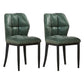Leather Armless Dining Chairs Modern Upholstered Side Chairs with Metal Legs Blackish Green 2 Piece Set Black Clearhalo ' kitchen&dining_furn' 'Dining Chairs' 'Dining Tables & Seating' 'dining_chair' 'furn' 'furn_dining_chair' 'Furniture' 'furniture_dining_chair' 'Kitchen & Dining Furniture' 'kitchen' 3835869